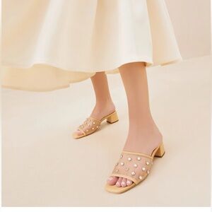 Loeffler Randall Brooke Mesh Mid-Heel Mule Sandals With Crystal size 7 New
$295